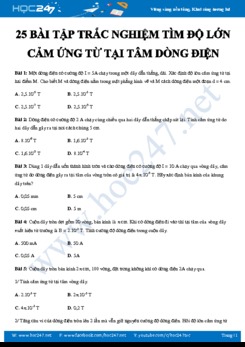 25 bài tập trắc nghiệm Tìm độ lớn cảm ứng từ tại tâm dòng điện môn Vật lý 11