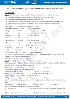 Đề cương ôn tập môn Hóa học 8 trong kì nghỉ Covid 19 năm 2019-2020