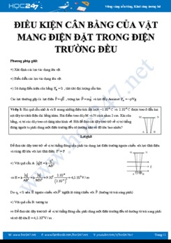 Phương pháp giải các bài tập về Điều kiện cân bằng của vật mang điện đặt trong điện trường đều