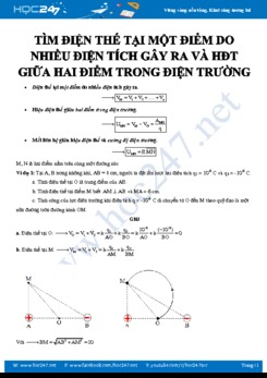 Tìm điện thế tại 1 điểm do nhiều điện tích gây ra và HĐT giữa hai điểm trong điện trường