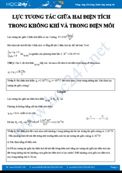 Xác định Lực tương tác giữa hai điện tích trong không khí và trong điện môi môn Vật lý 11