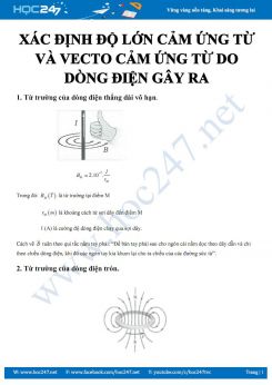 Bài tập Vật lý 11 về Xác định độ lớn cảm ứng từ và vecto cảm ứng từ do dòng điện gây ra