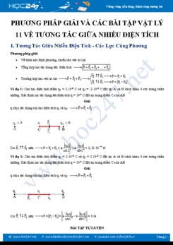 Phương pháp giải và các bài tập Vật lý 11 về Tương tác giữa nhiều điện tích năm 2020