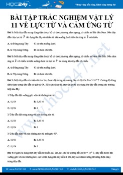 Bài tập trắc nghiệm Vật lý 11 có giải chi tiết về Lực từ và cảm ứng từ năm 2020