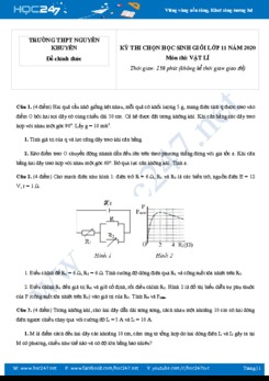 Đề thi HSG môn Vật lý 11 năm 2020 trường THPT Nguyễn Khuyến có đáp án chi tiết