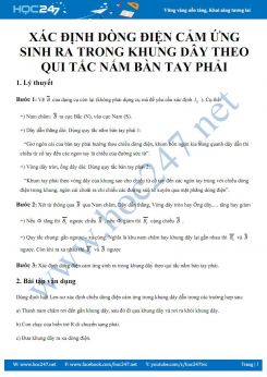 Lý thuyết và bài tập Xác định dòng điện cảm ứng sinh ra trong khung dây theo Qui tắc nắm bàn tay phải