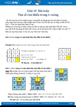 10 Bài toán tìm số còn thiếu trong ô vuông