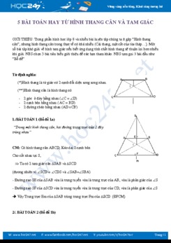 5 Bài toán hay từ hình thang cân và tam giác