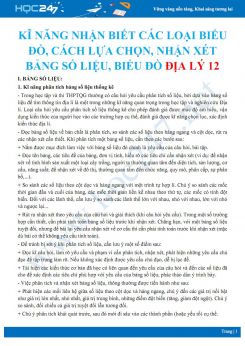 Lý thuyết ôn tập Kỹ năng nhận biết Các loại biểu đồ, cách lựa chọn, nhận xét bảng số liệu, biểu đồ Địa lý 12