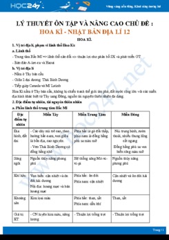 Lý thuyết ôn tập và nâng cao chủ đề Các nước Hoa Kì - Nhật Bản Địa lí 11 trong kỳ thi THPT QG