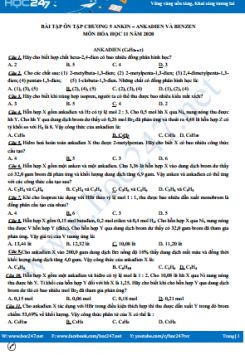 Bài tập ôn tập Chương 5 Ankin - Ankadien - Benzen môn Hóa học 11 năm 2020