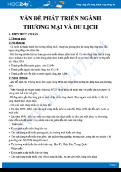 Lý thuyết và bài tập ôn tập chuyên đề - Vấn đề phát triển ngành thương mại và du lịch Địa lí 12