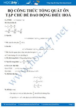 Bộ công thức tổng quát và các bước giải toán trong Dao động điều hoà môn Vật lý 12