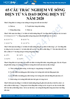 65 câu trắc nghiệm về Sóng điện từ và Dao động điện từ môn Vật lý 12 năm 2020