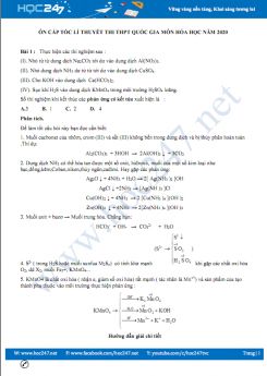 Ôn cấp tốc lý thuyết thi THPT Quốc Gia năm 2020 môn Hóa học Trường THPT Vạn Hoàng