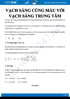 Chuyên đề Giao thoa ánh sáng có vạch sáng cùng màu với vạch sáng trung tâm môn Vật lý 12