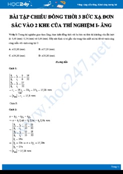 Dạng bài tập Chiếu đồng thời 3 bức xạ đơn sắc vào hai khe của thí nghiệm Y- Âng môn Vật lý 12