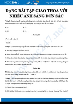 Dạng bài tập Giao thoa với nhiều ánh sáng đơn sắc môn Vật lý 12 năm 2020