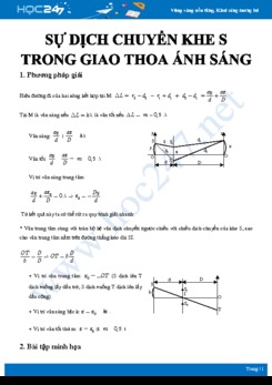 Phương pháp giải và bài tập liên quan đến sự dịch chuyển khe S trong Giao thoa ánh sáng