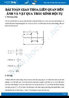 Các bài toán giao thoa liên quan đến ảnh và vật qua Thấu kính hội tụ môn Vật lý 12