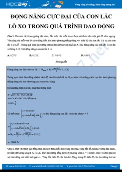 Bài tập trắc nghiệm Vật lý 12 về Động năng cực đại của con lắc lò xo trong quá trình dao động