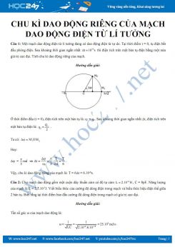 Bài tập Vật lý 12 về chu kì dao động riêng của Mạch dao động điện từ lí tưởng