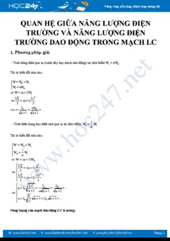 Phương pháp giải và bài tập về quan hệ giữa năng lượng điện trường và năng lượng điện trường dao động trong mạch LC