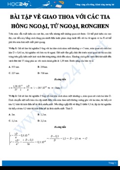 Bài tập về giao thoa với các tia hồng ngoại, tử ngoại, Rơnghen có giải chi tiết môn Vật lý 12