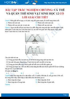 Bài tập trắc nghiệm Chương: Cá thể và quần thể sinh vật Sinh học 12 có lời giải chi tiết