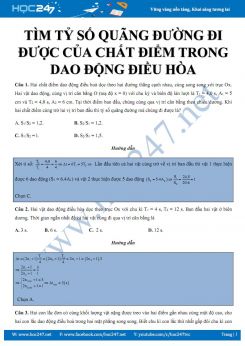 Tìm tỷ số quãng đường đi được của chất điểm trong Dao động điều hòa môn Vật lý 12