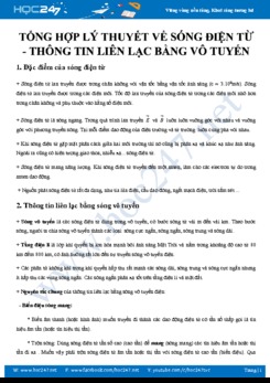 Tổng hợp Lý thuyết về Sóng điện từ - Thông tin liên lạc bằng vô tuyến môn Vật lý 12 năm 2020