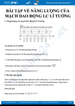 Bài tập về Năng lượng của mạch dao động LC lí tưởng có giải chi tiết năm 2020