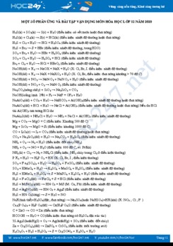 Một số phản ứng và bài tập vận dụng năm 2020 môn Hóa học 12 có đáp án