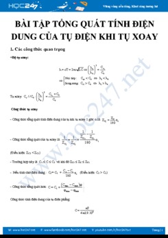 Các bài tập tổng quát tính điện dung của tụ điện khi tụ xoay có giải chi tiết