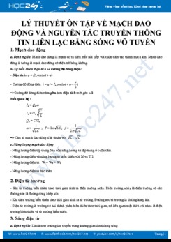 Lý thuyết ôn tập về Mạch dao động và Nguyên tắc truyền thông tin liên lạc bằng sóng vô tuyến năm 2020