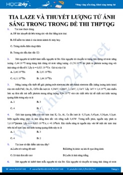 Câu hỏi trắc nghiệm về Tia Laze và Thuyết lượng tử ánh sáng chọn lọc trong trong đề thi THPTQG