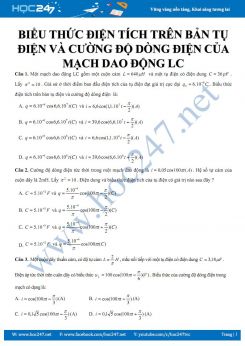 Biểu thức điện tích trên bản tụ điện và cường độ dòng điện của Mạch dao động LC môn Vật lý 12