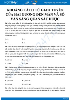 Tìm khoảng cách từ giao tuyến của hai gương đến màn và số vân sáng quan sát được trên màn