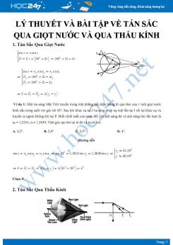 Lý thuyết và bài tập về Tán sắc qua giọt nước và qua thấu kính có đáp án môn Vật lý 12