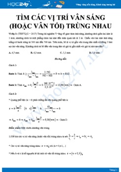 Bài tập tìm các vị trí vân sáng (hoặc vân tối) trùng nhau có lời giải chi tiết năm 2020