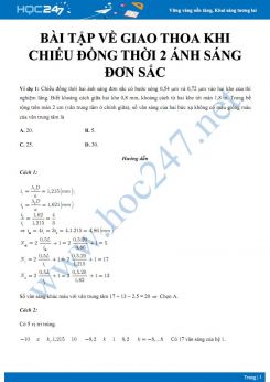 Bài tập về TN giao thoa khi chiếu đồng thời hai ánh sáng đơn sắc có đáp án chi tiết