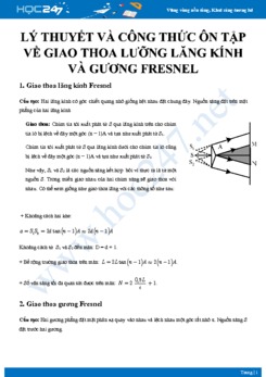 Tổng hợp lý thuyết và công thức ôn tập về Giao thoa lưỡng lăng kính và gương Fresnel môn Vật lý 12