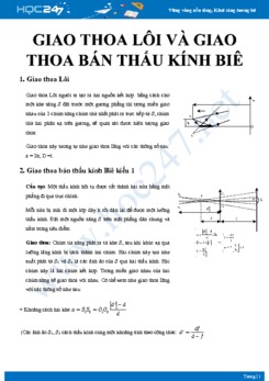 Lý thuyết và bài tập về Giao thoa Lôi và Giao thoa bán thấu kính Biê có đáp án năm 2020