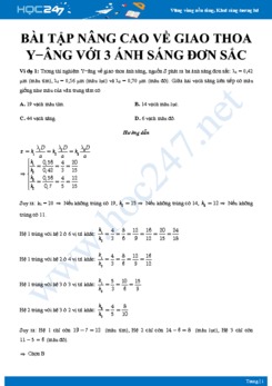 Bài tập nâng cao về Giao thoa Y−âng với ba ánh sáng đơn sắc có đáp án chi tiết