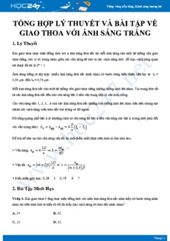 Tổng hợp lý thuyết và bài tập về Giao thoa với ánh sáng trắng môn Vật lý 12 năm 2020