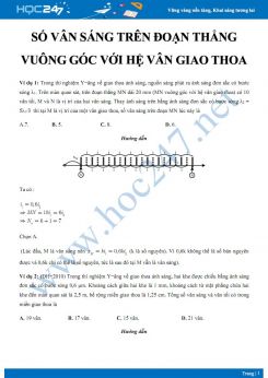 Bài tập tìm Số vân sáng trên đoạn thẳng vuông góc với hệ vân giao thoa có đáp án năm 2020