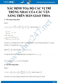 Xác định toạ độ các vị trí trùng nhau của các vân sáng trên màn giao thoa