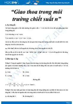 Chuyên đề Giao thoa ánh sáng trong môi trường có chiết suất n môn Vật lý 12 năm 2020