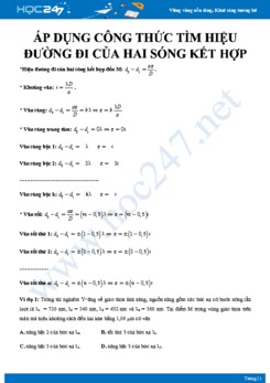 Áp dụng công thức tìm hiệu đường đi của hai sóng kết hợp để giải bài tập Giao thoa ánh sáng