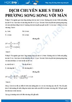 Bài toán dịch chuyển khe S theo phương song song với màn trong Thí nghiệm Y-Âng